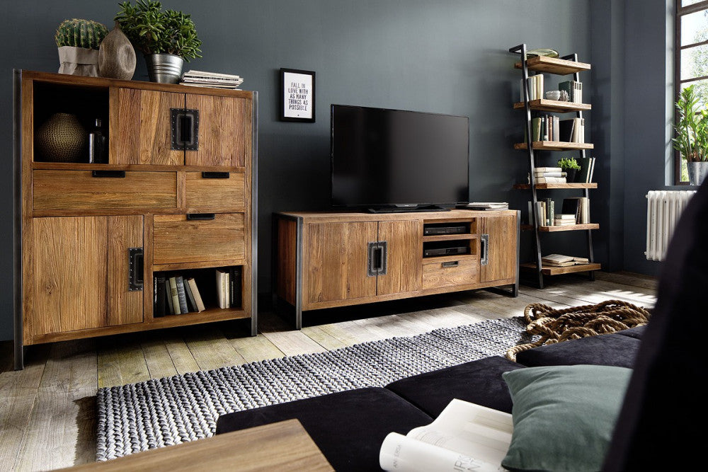 
                  
                    Regal Teakholz massiv / Metall Industrial-Style Sumatra
                  
                