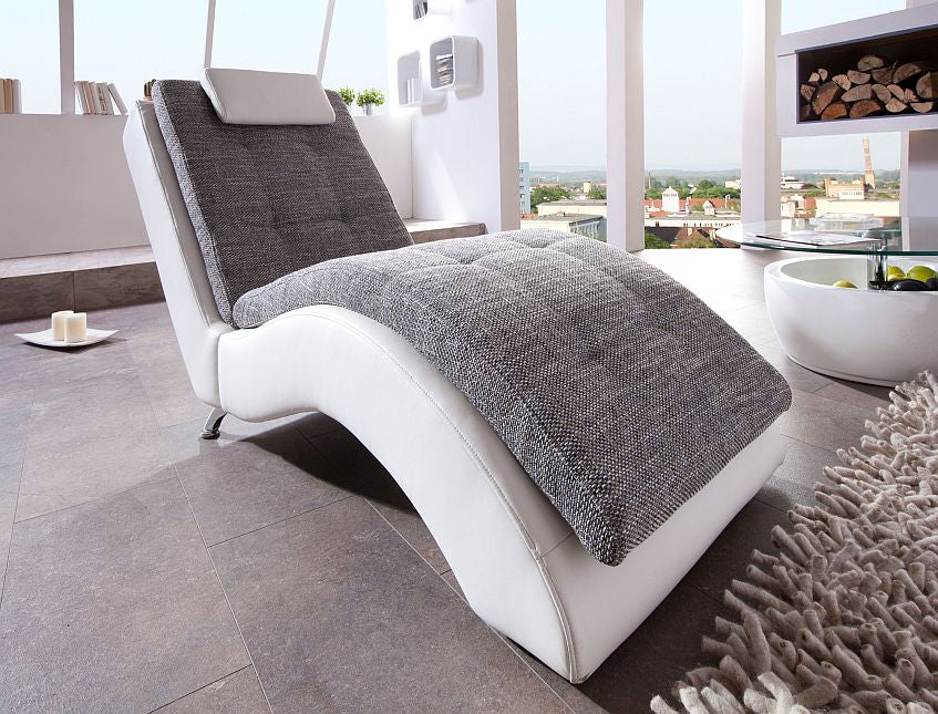 Relaxliege Novello Soft Lederoptik weiß/Strukturstoff grau Vengo - 9841-E152LI-801/580006