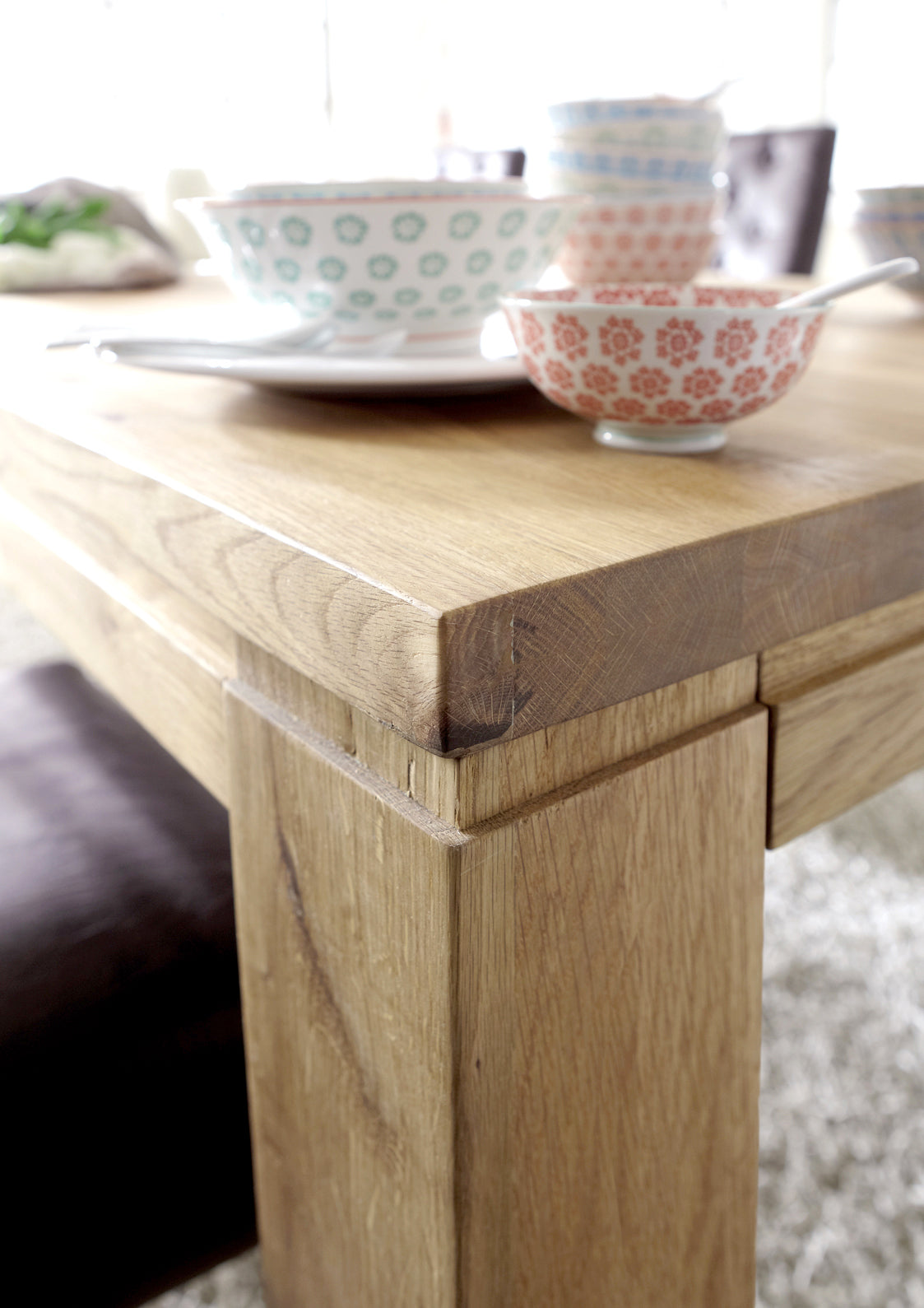 
                  
                    Esstisch 160  x 90 cm Wildeiche Bianco massiv - Pigro
                  
                