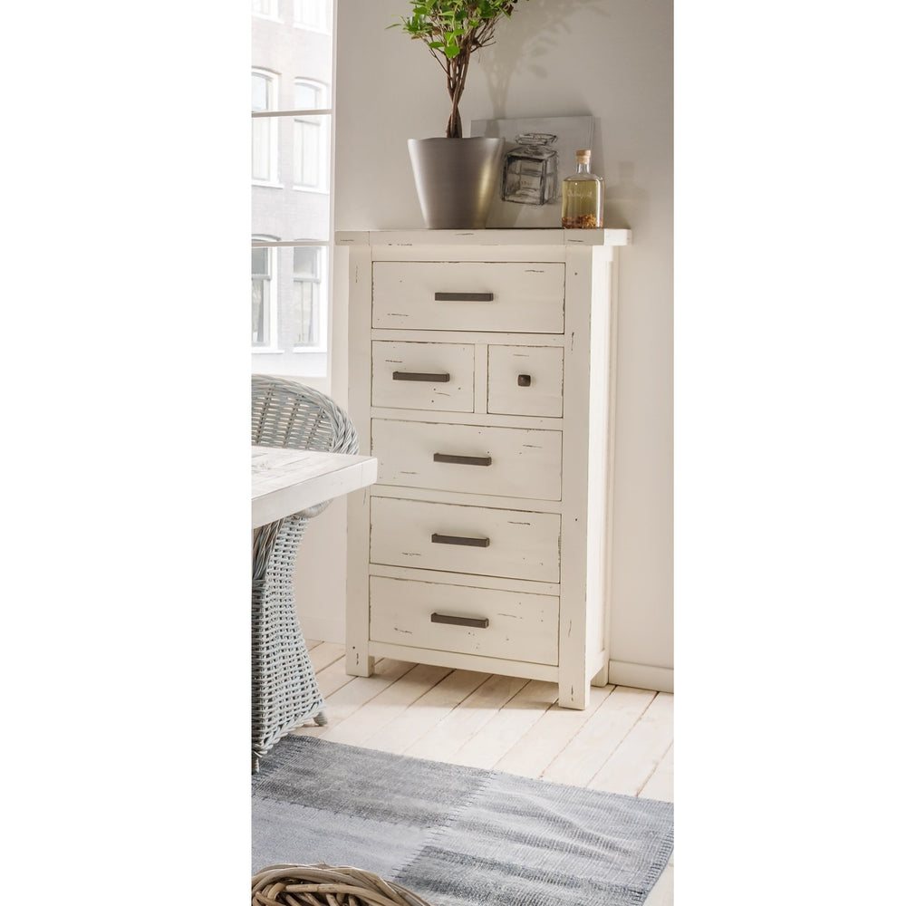 Kommode Pinie massiv recycelt white wash - History
