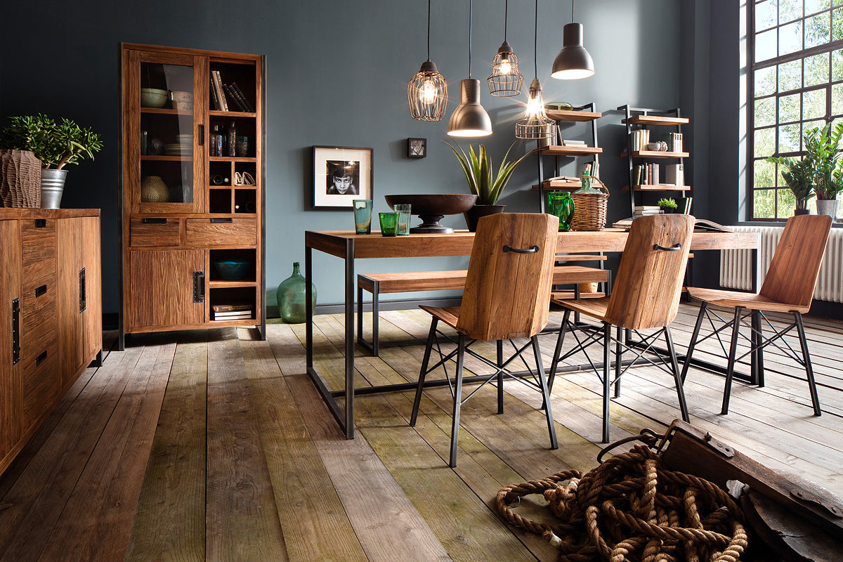 
                  
                    Esstisch 180 x 90 cm Teakholz massiv / Metall Industrial-Style - Sumatra
                  
                