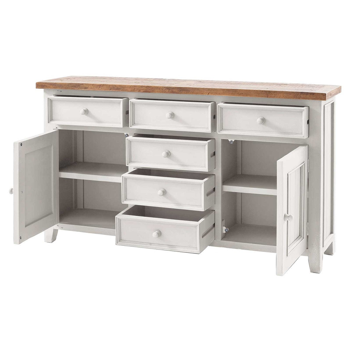 
                  
                    Sideboard Pinie massiv recycelt Weiss / Natur Landhaus Byron
                  
                