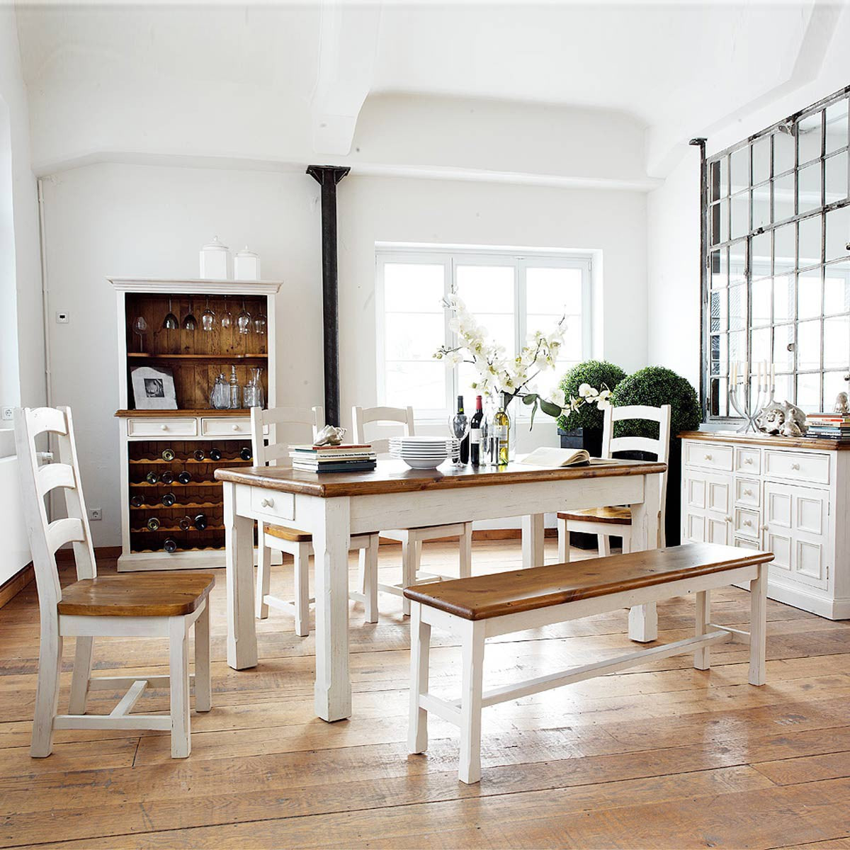
                  
                    Stuhl 2er-Set Kiefer massiv Weiß/Honig Landhausstil Bodde
                  
                
