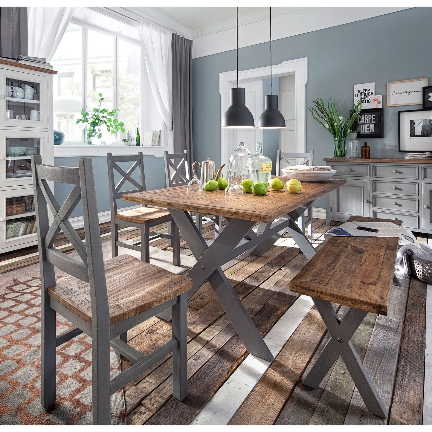 
                  
                    Holzstuhl 2er-Set Pinie massiv recycelt Grau / Natur Landhaus Byron
                  
                
