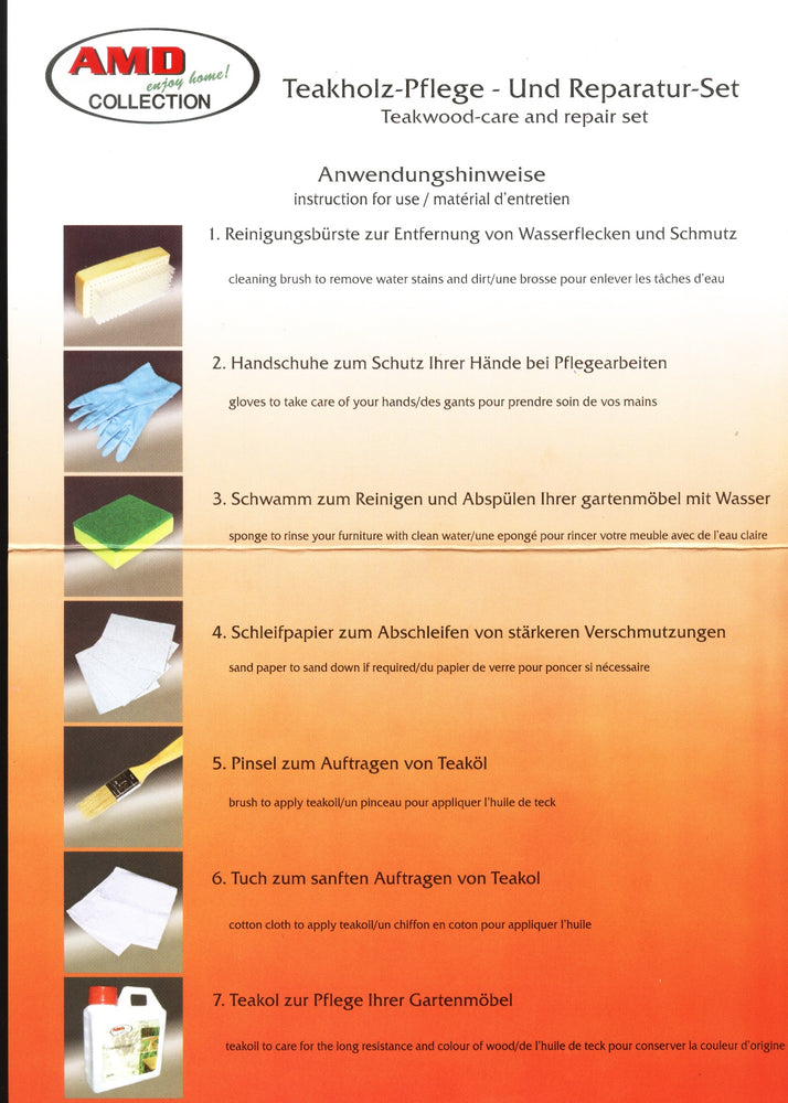 
                  
                    Pflege- Reparatur-Set für Teakholz Gartenmöbel
                  
                
