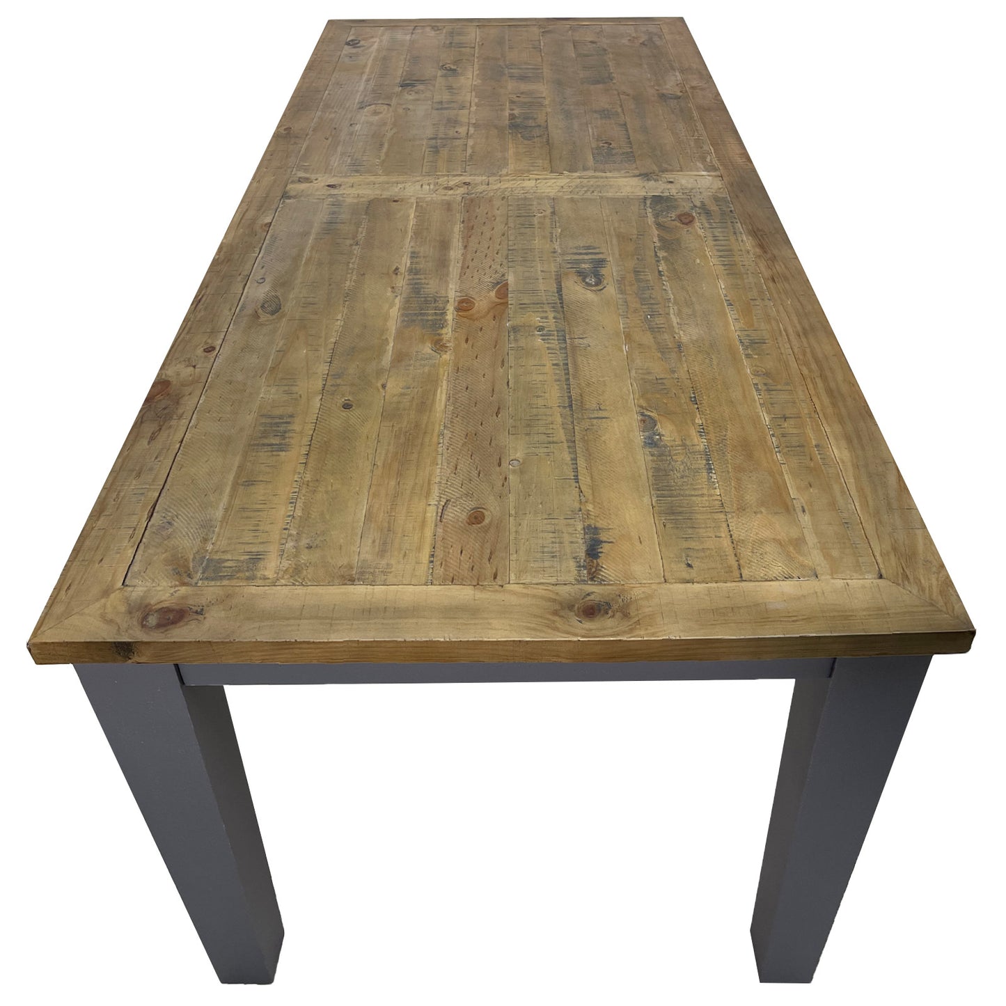 
                  
                    Esstisch 200 x 90 cm Pinie massiv recycelt grau / natur - Byron
                  
                
