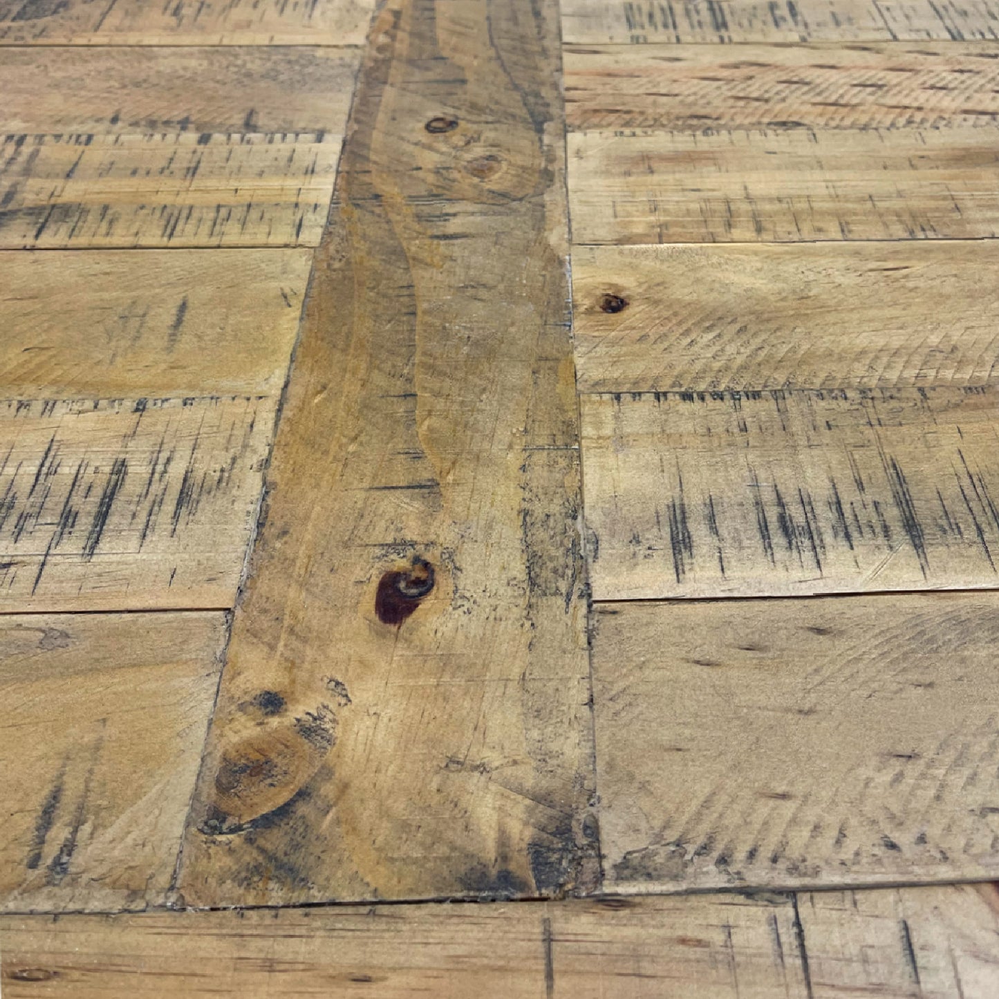 
                  
                    Esstisch 200 x 90 cm Pinie massiv recycelt grau / natur - Byron
                  
                