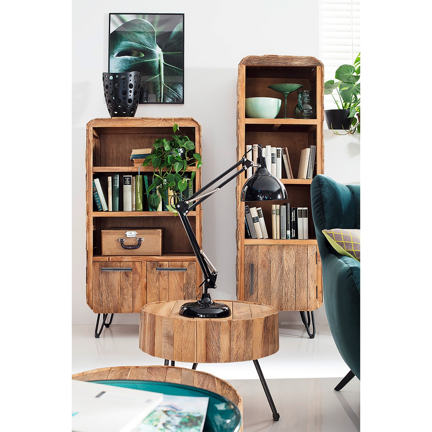 
                  
                    Beistelltisch Ø 50 Teakholz massiv Shabby Chic - Capel
                  
                