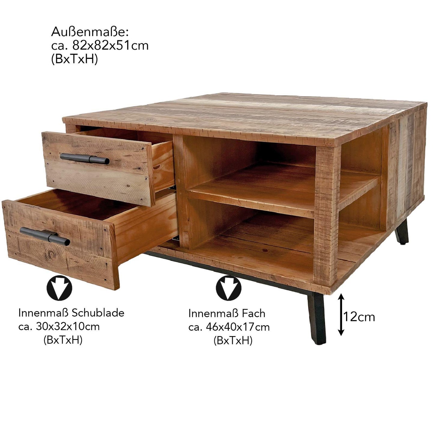 
                  
                    Couchtisch 82 x 82 cm Pinie massiv - Pier22
                  
                