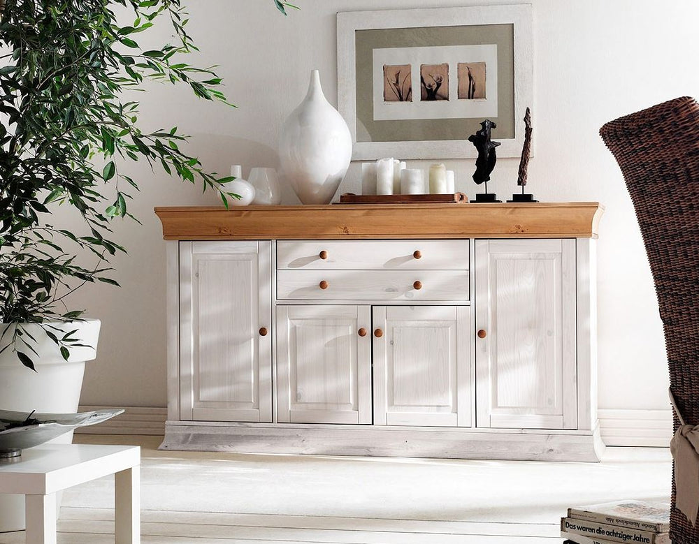 
                  
                    Sideboard Kiefer massiv weiß-antik Landhausstil - Boston
                  
                