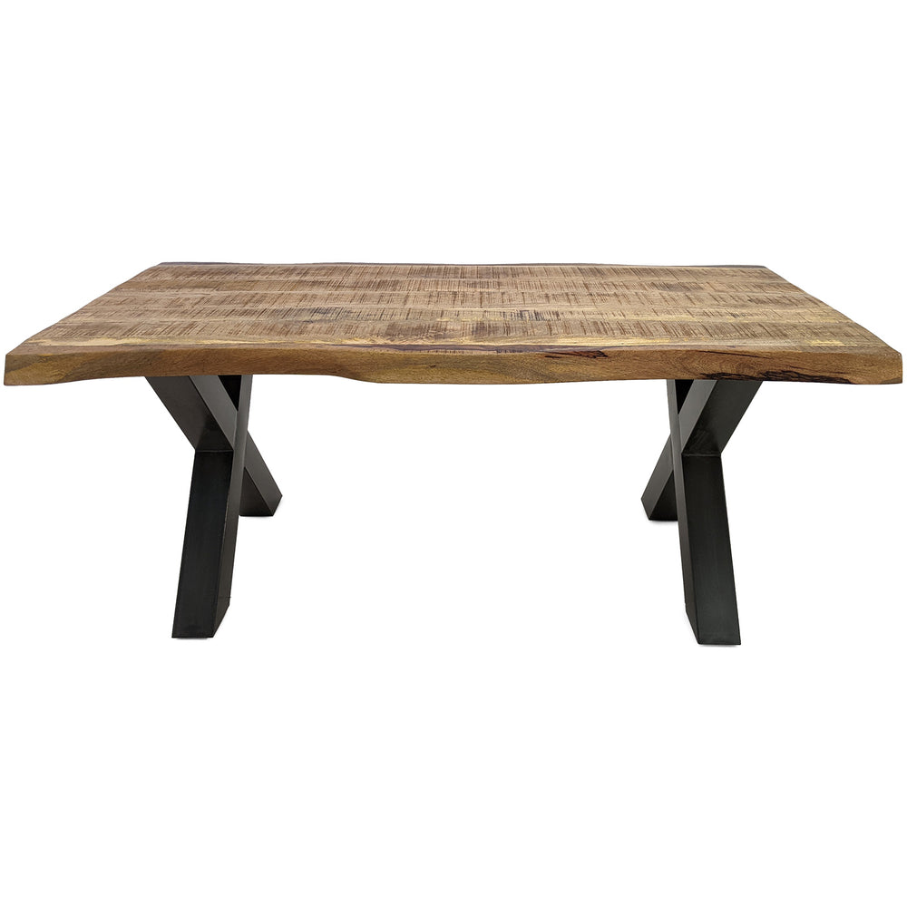
                  
                    Esstisch 160 x 90 cm Massivholz Natur mit Baumkante / X-Fuß - MaroX
                  
                