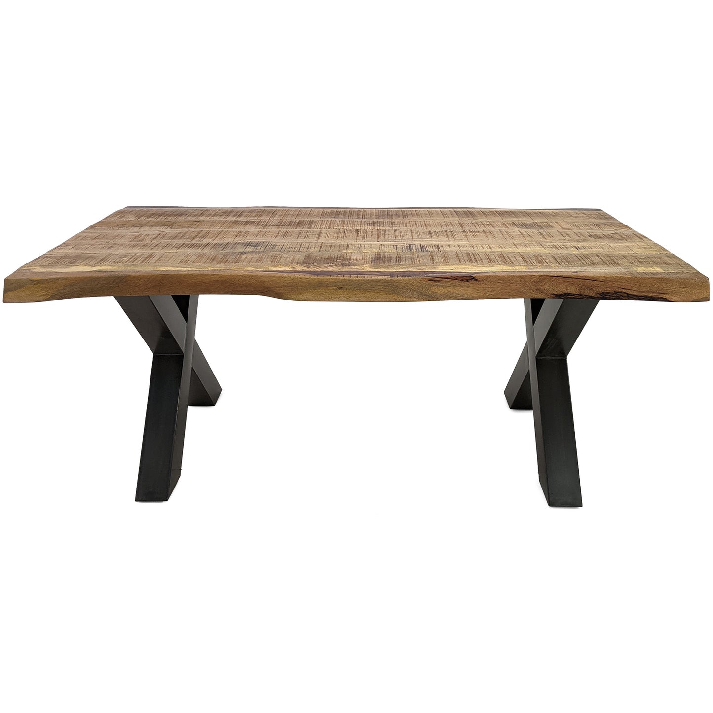 
                  
                    Esstisch 160 x 90 cm Massivholz Natur mit Baumkante / X-Fuß - MaroX
                  
                