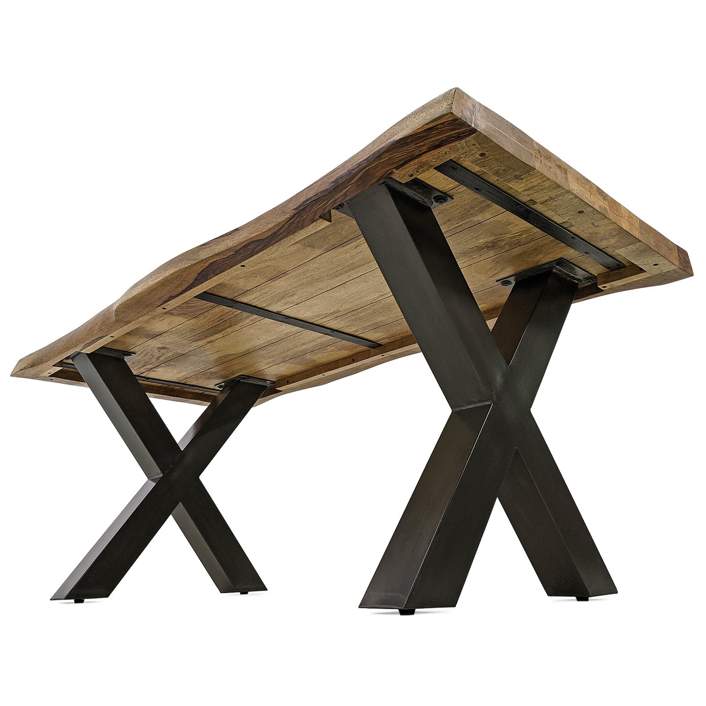 
                  
                    Esstisch 160 x 90 cm Massivholz Natur mit Baumkante / X-Fuß - MaroX
                  
                