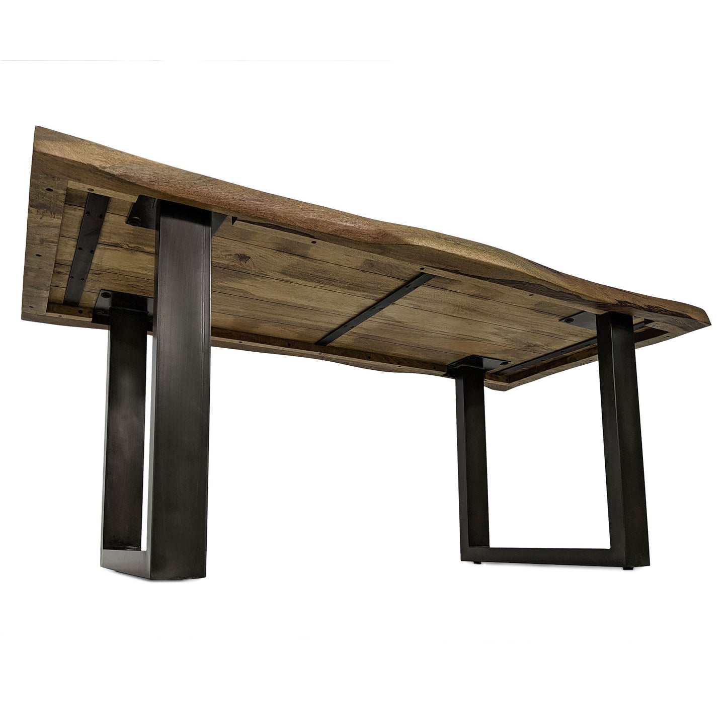 
                  
                    Esstisch 180 x 90 cm Massivholz Natur mit Baumkante / U-Gestell schwarz - MaroX
                  
                