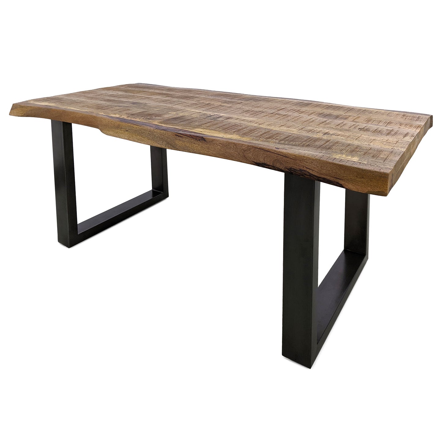
                  
                    Esstisch 220 x 100 cm Massivholz Natur mit Baumkante / U-Gestell anthrazit - MaroX
                  
                