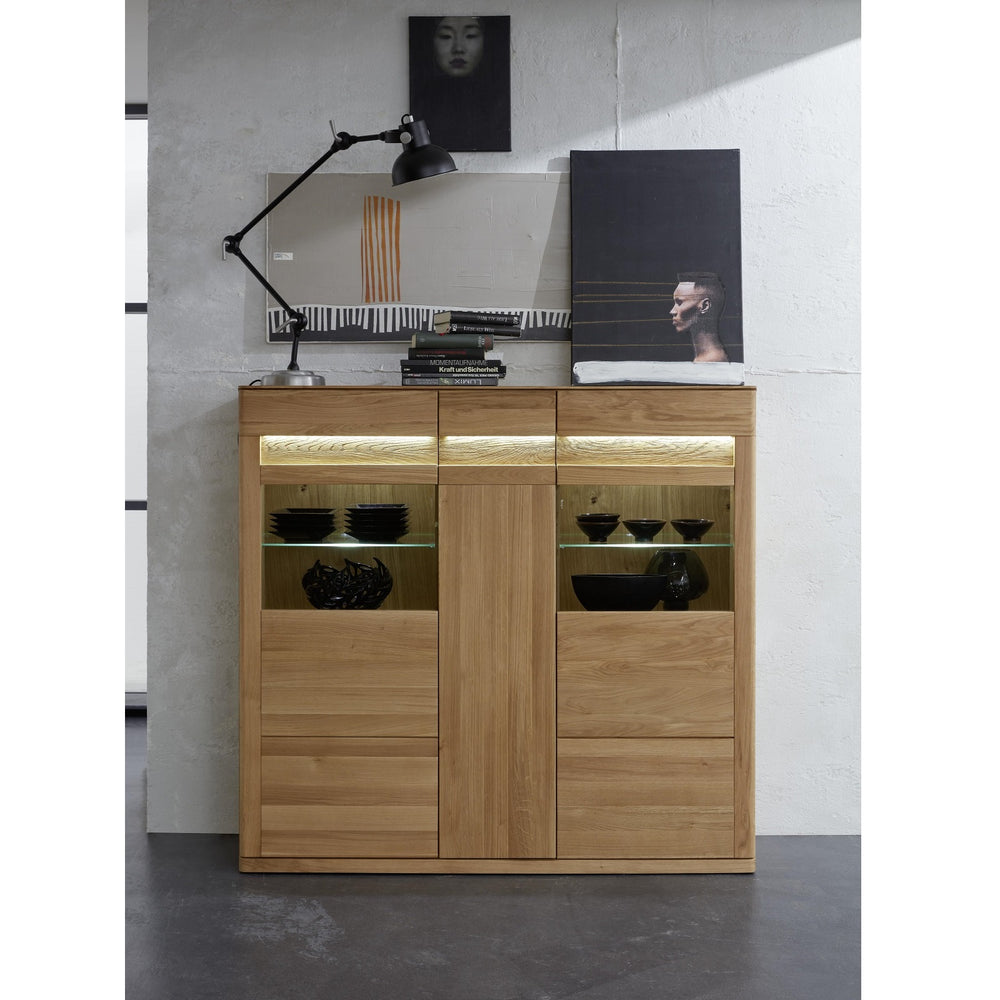 Highboard Eiche Bianco Front massiv geölt / gewachst - Okano