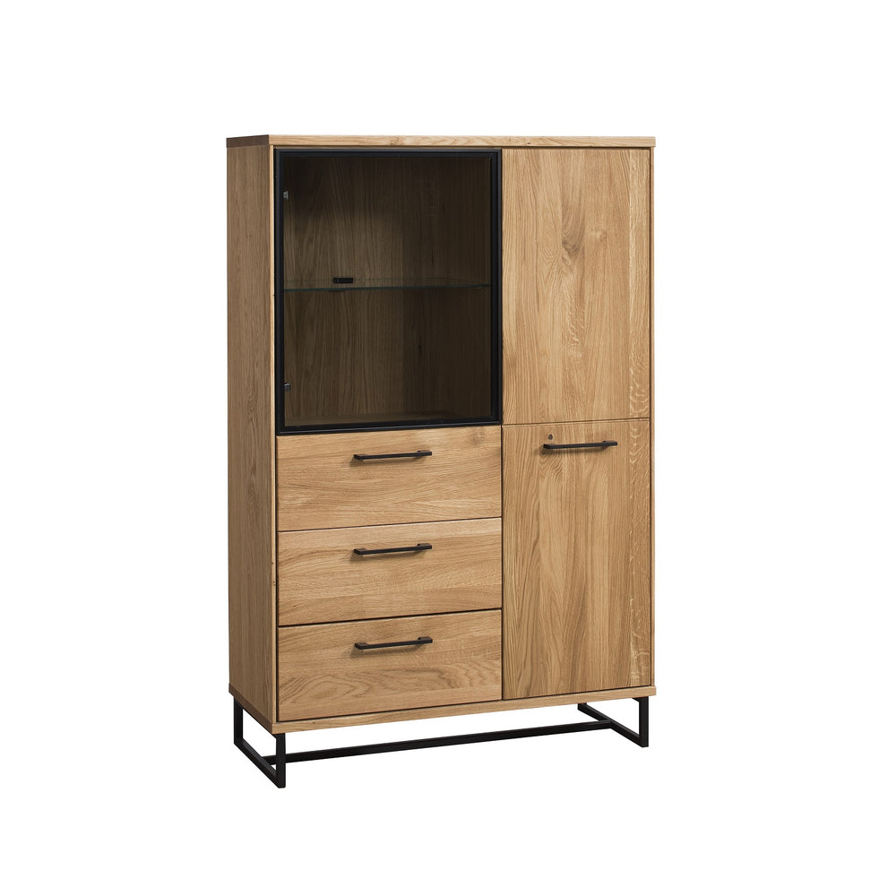 Highboard Eiche Front massiv natur geölt / Metall - Lagos