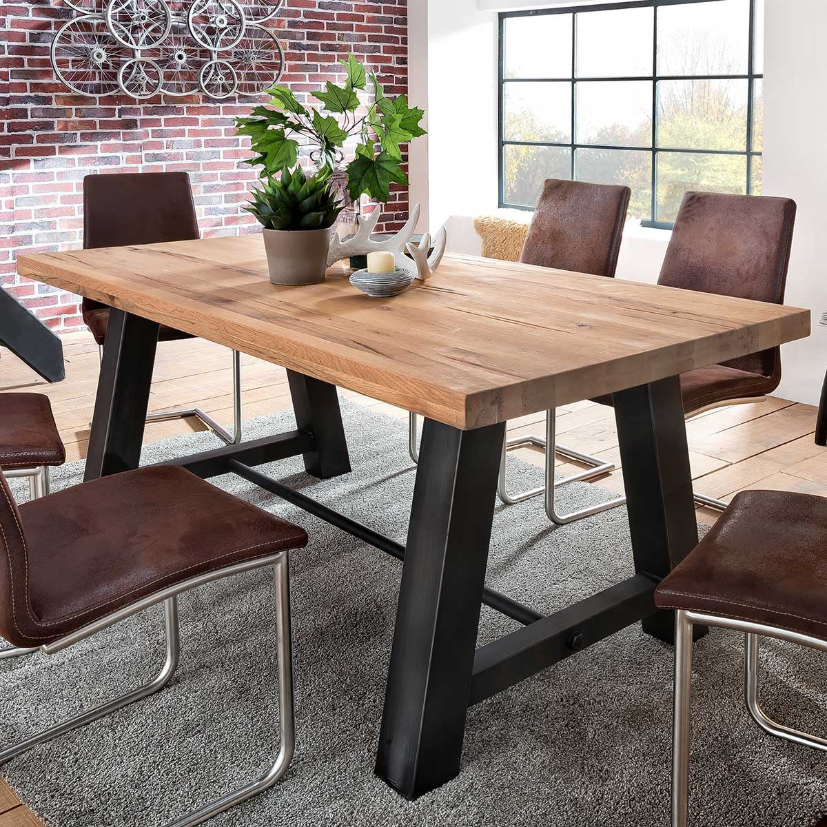 
                  
                    Esstisch Eiche massiv/Metall 180 x 90 cm Laval
                  
                