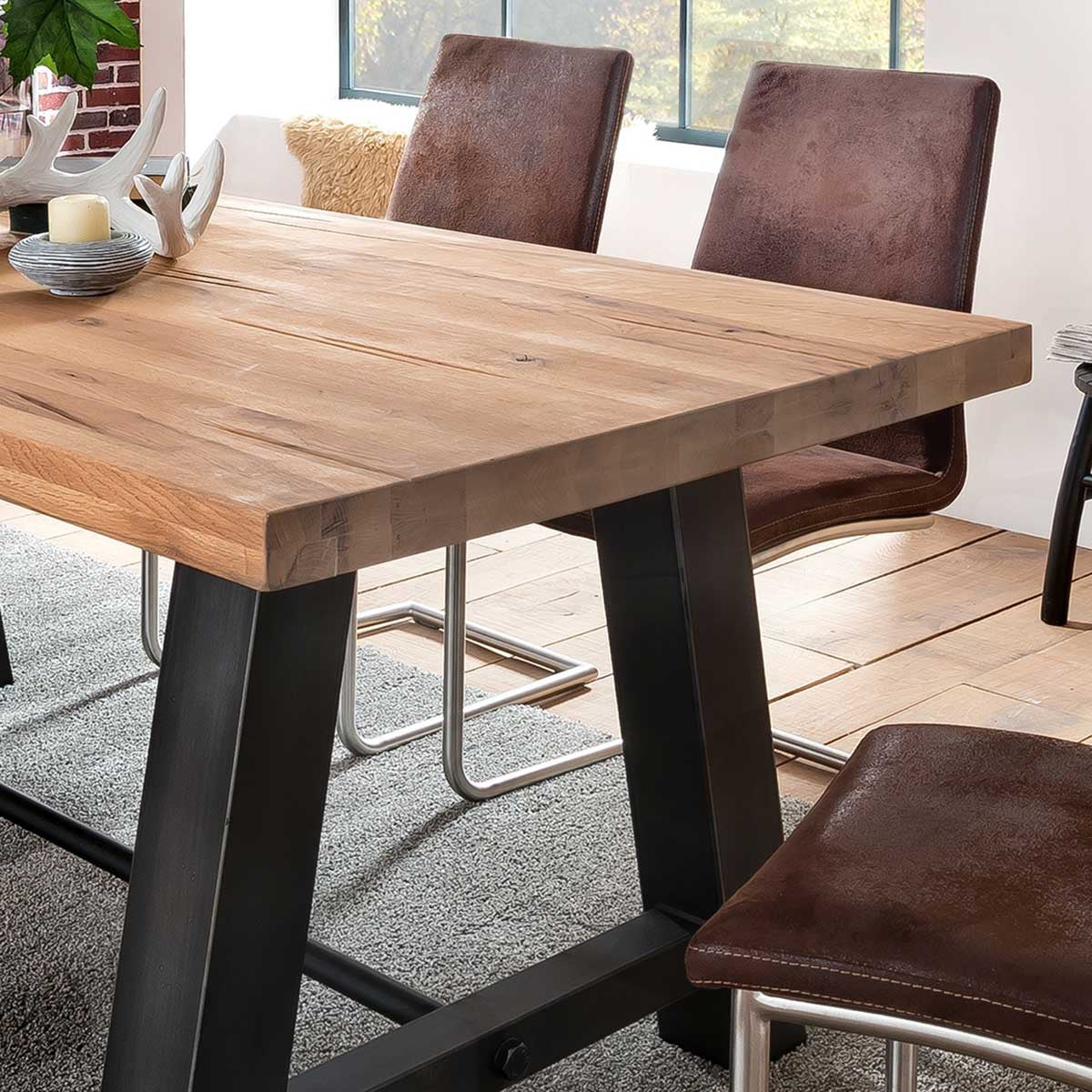 
                  
                    Esstisch Eiche massiv/Metall 180 x 90 cm Laval
                  
                