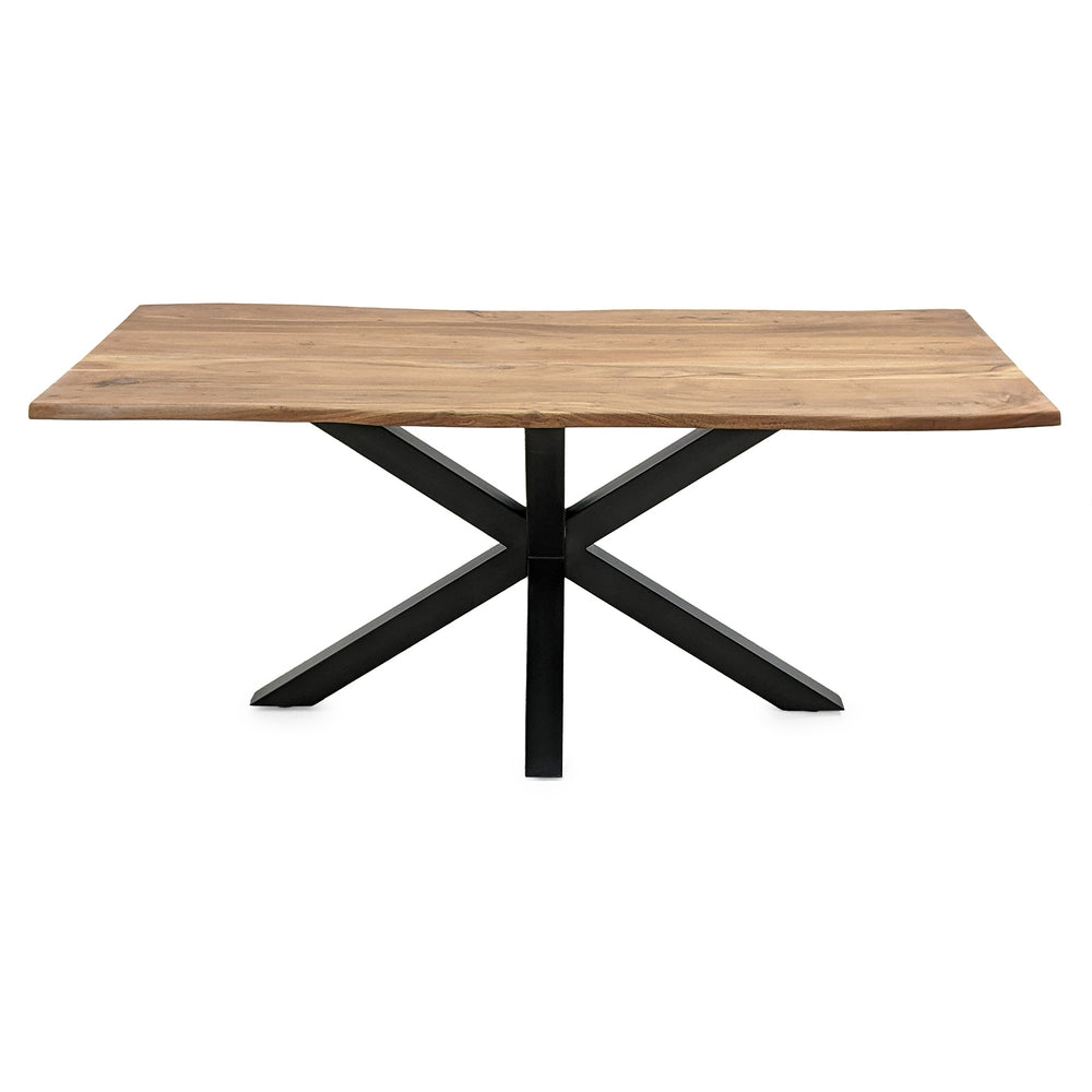 
                  
                    Esstisch Akazie Massivholz 160 x 85 cm Sterngestell Metall - Kant
                  
                