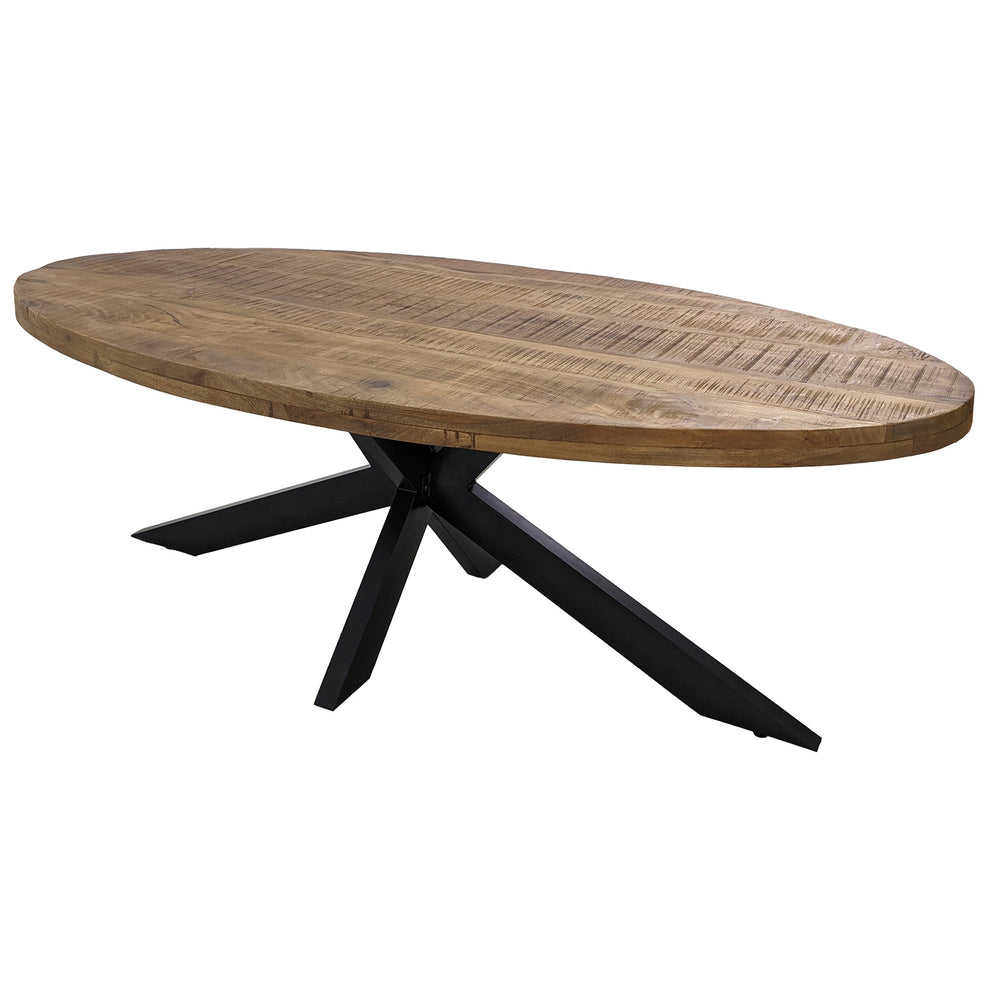 
                  
                    Esstisch 240 x 120 cm Massivholz Natur Oval Sternenfuß schwarz - Marten
                  
                
