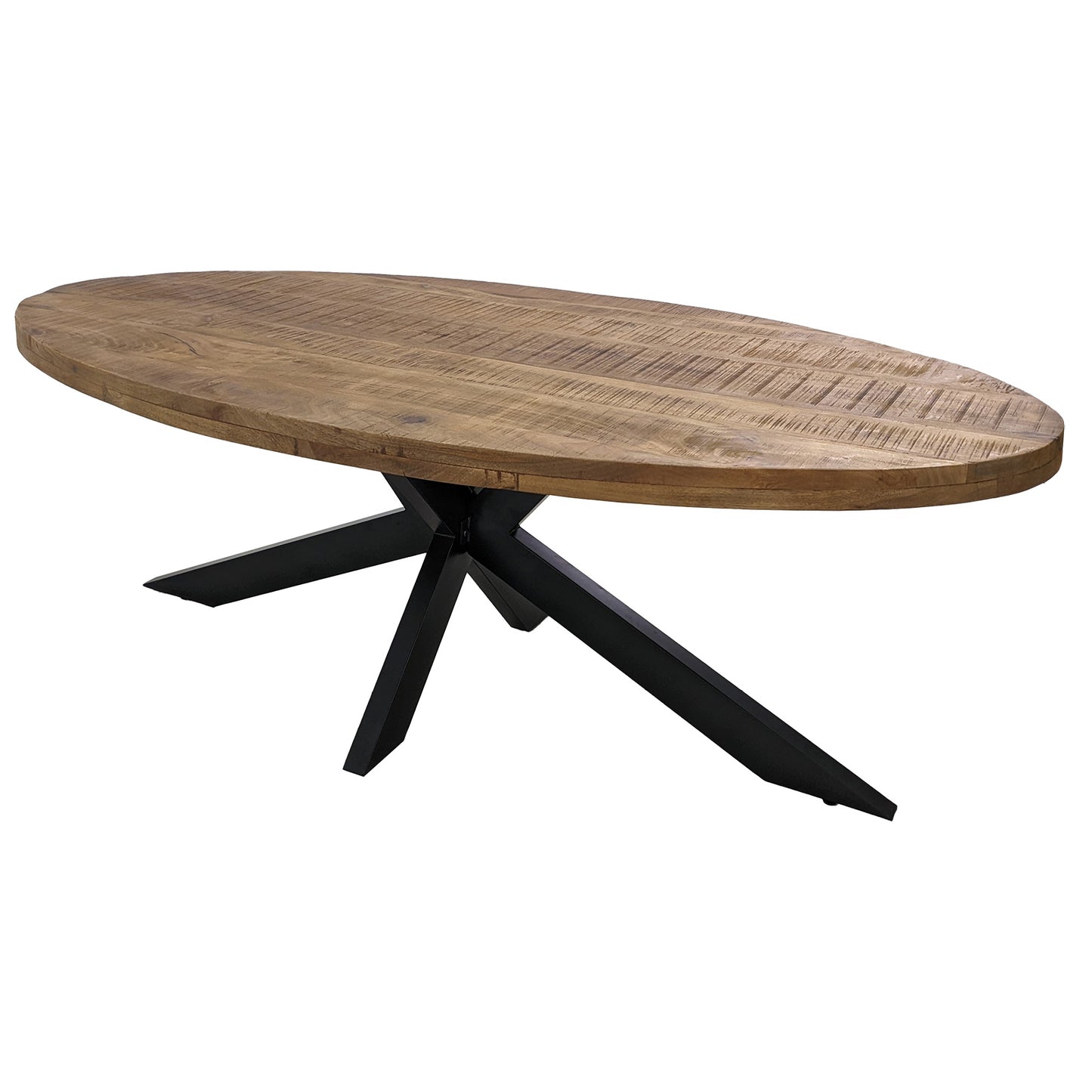 
                  
                    Esstisch 240 x 120 cm Massivholz Natur Oval Sternenfuß schwarz - Marten
                  
                