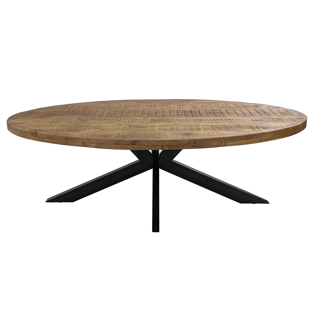 
                  
                    Esstisch 240 x 120 cm Massivholz Natur Oval Sternenfuß schwarz - Marten
                  
                