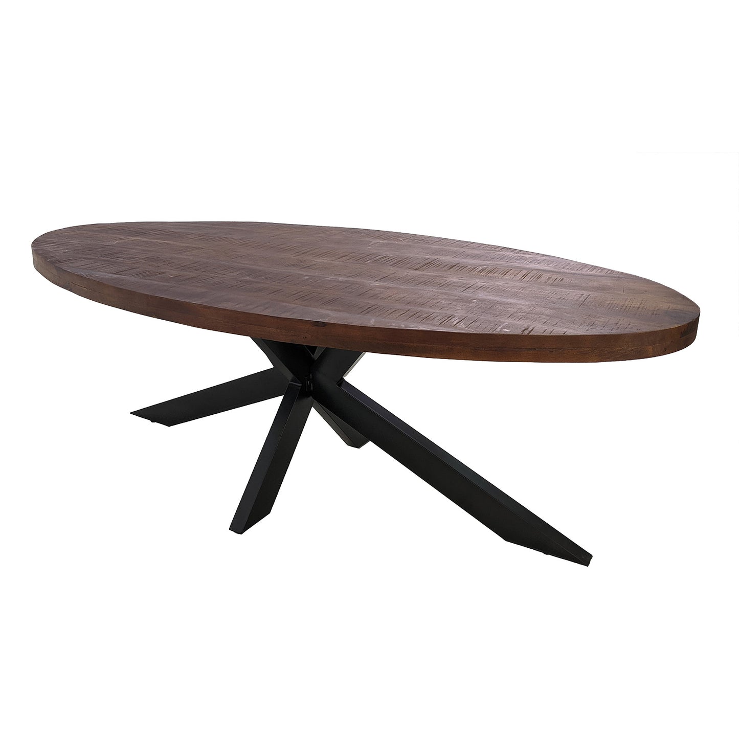 
                  
                    Esstisch 240 x 120 cm Massivholz Antik Kolonial Oval Sternenfuß schwarz - Marten
                  
                