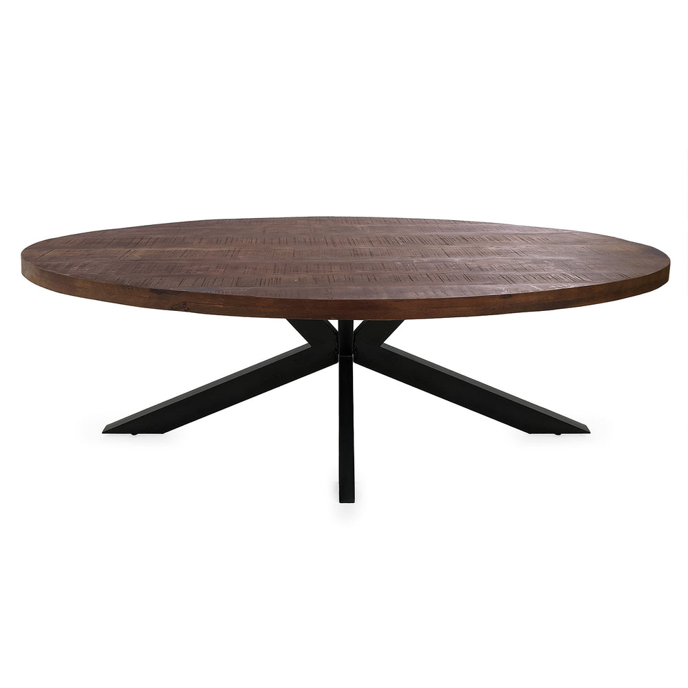 
                  
                    Esstisch 240 x 120 cm Massivholz Antik Kolonial Oval Sternenfuß schwarz - Marten
                  
                