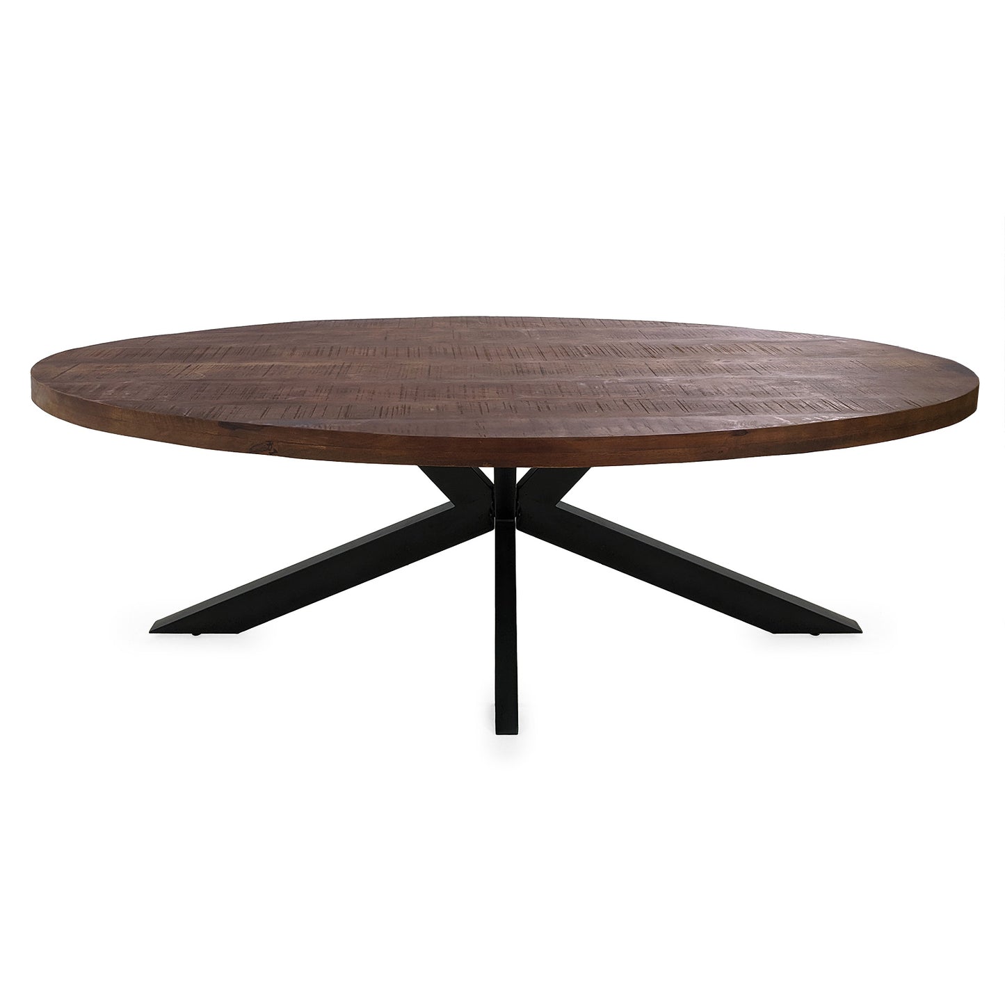 
                  
                    Esstisch 240 x 120 cm Massivholz Antik Kolonial Oval Sternenfuß schwarz - Marten
                  
                