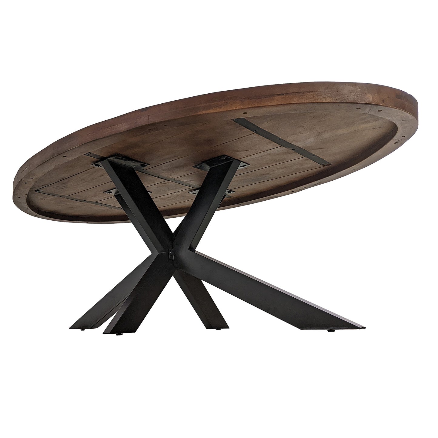 
                  
                    Esstisch 240 x 120 cm Massivholz Antik Kolonial Oval Sternenfuß schwarz - Marten
                  
                