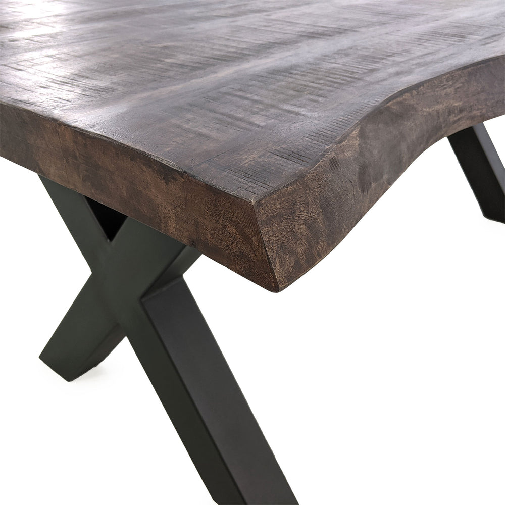 
                  
                    Esstisch 160 x 90 cm Massivholz Antik Kolonial X-Fuß anthrazit - Marten
                  
                