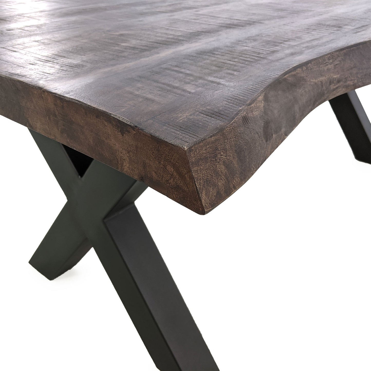 
                  
                    Esstisch 160 x 90 cm Massivholz Antik Kolonial X-Fuß anthrazit - Marten
                  
                
