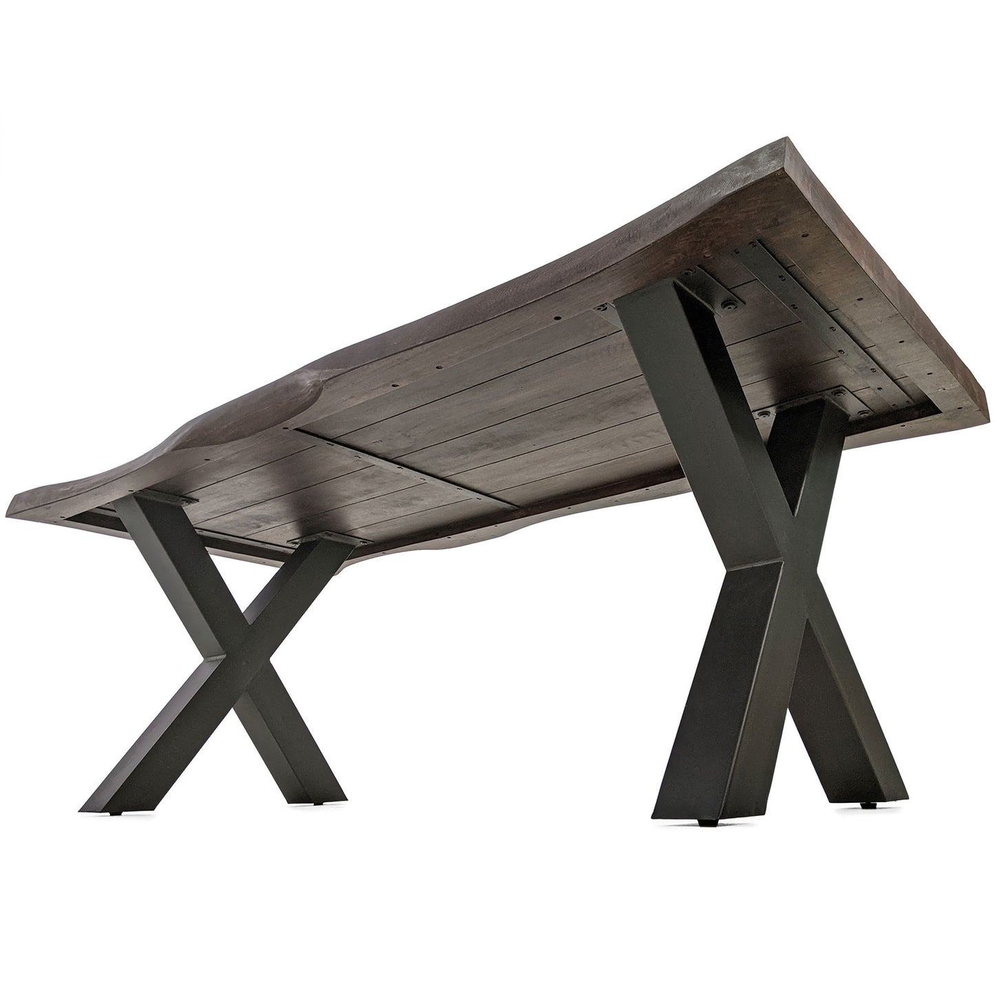 
                  
                    Esstisch 160 x 90 cm Massivholz Antik Kolonial X-Fuß anthrazit - Marten
                  
                
