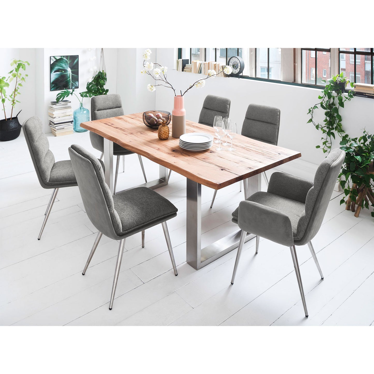 
                  
                    Polsterstuhl 2er-Set Strukturstoff cappuccino / Edelstahlgestell - Fida
                  
                