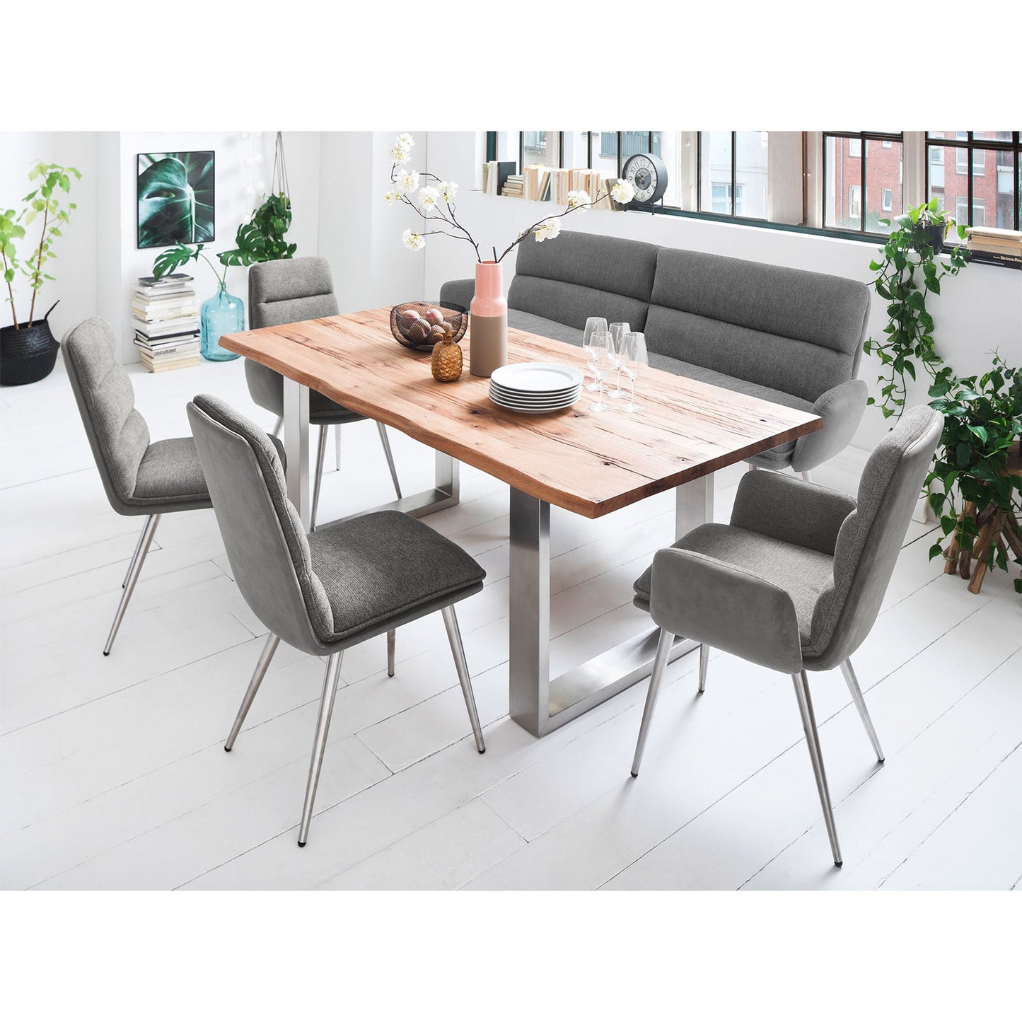 
                  
                    Polsterstuhl 2er-Set Strukturstoff cappuccino / Edelstahlgestell - Fida
                  
                