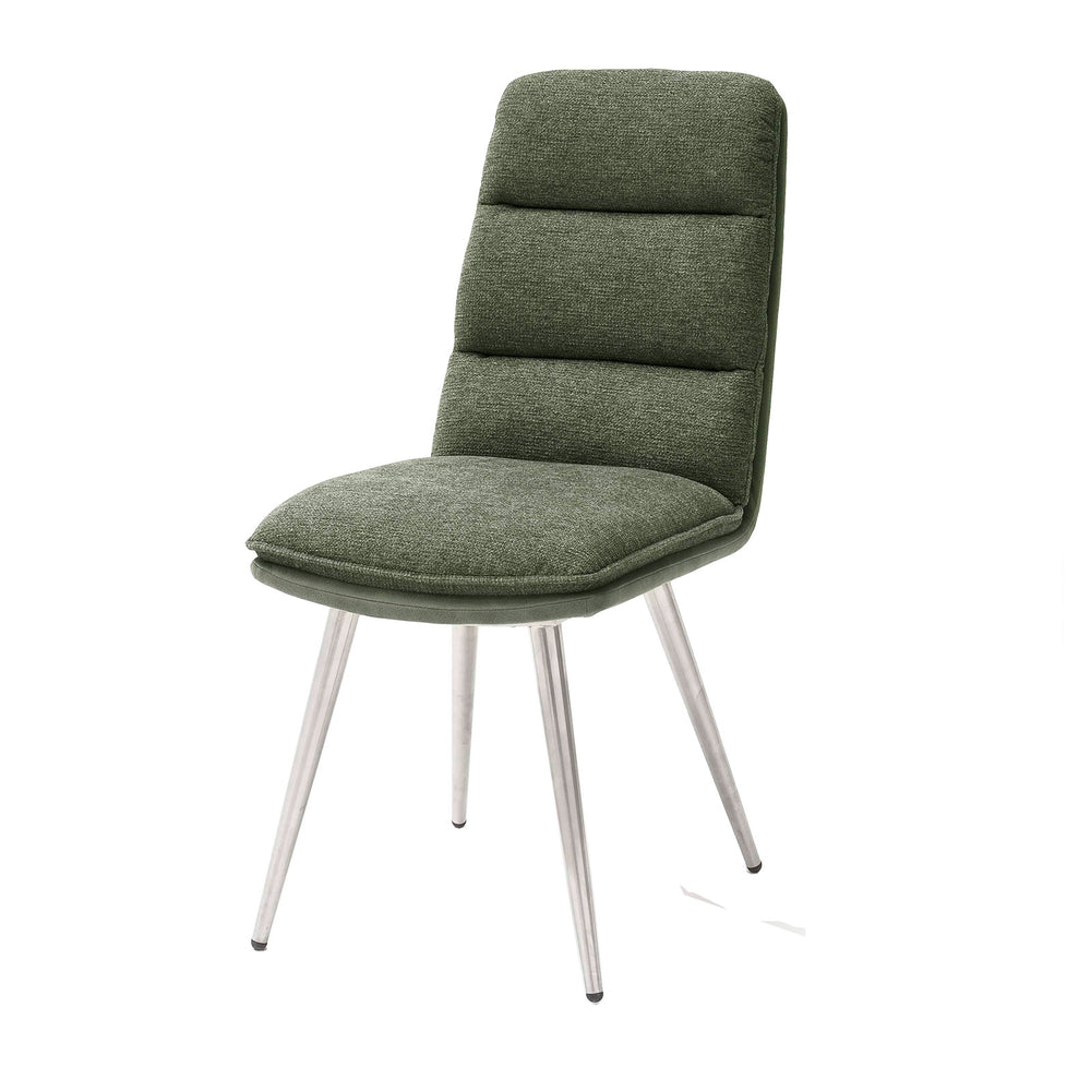 Polsterstuhl 2er-Set Strukturstoff oliv / Edelstahlgestell - Fida