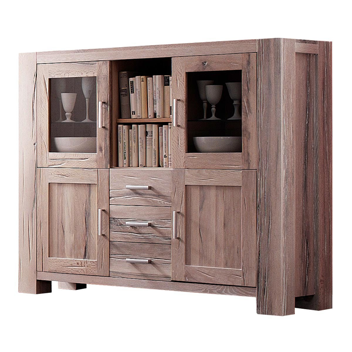 
                  
                    Highboard Eiche massiv Weiß gekälkt Braxton
                  
                