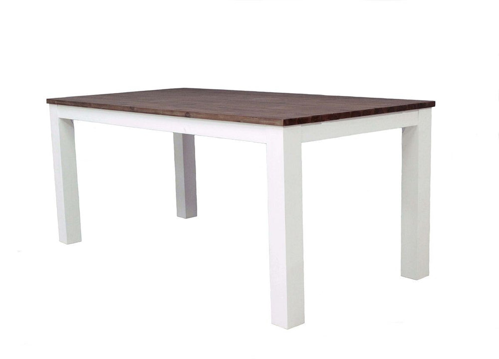Esstisch 160 x 85 cm Akazie massiv Weiß/Cappuccino gebürstet Lalé