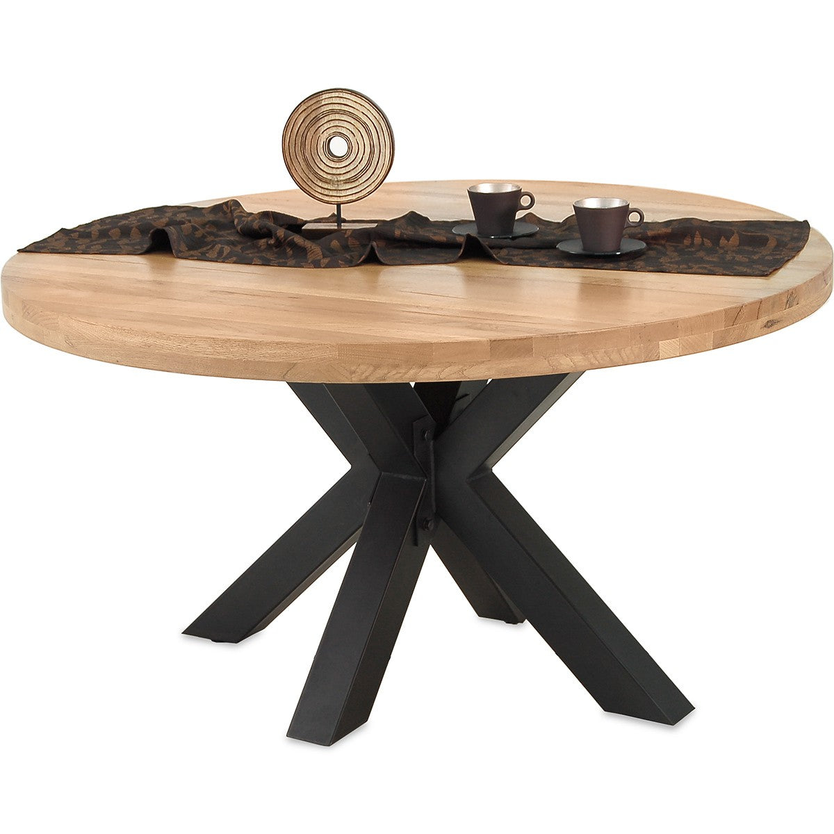 
                  
                    Esstisch rund 100 cm Eiche massiv / Metall - Star
                  
                