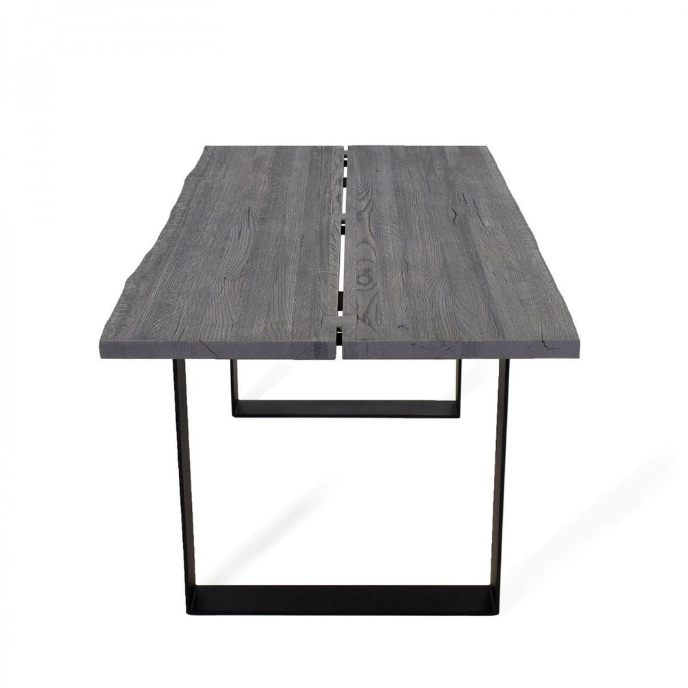 
                  
                    Esstisch 180 x 90 cm Wildeiche massiv grau geölt / Metall Natural Shape
                  
                
