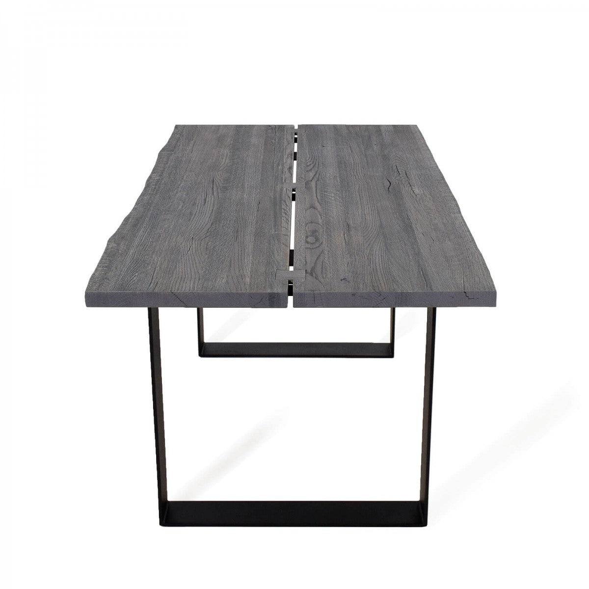 
                  
                    Esstisch 180 x 90 cm Wildeiche massiv grau geölt / Metall Natural Shape
                  
                