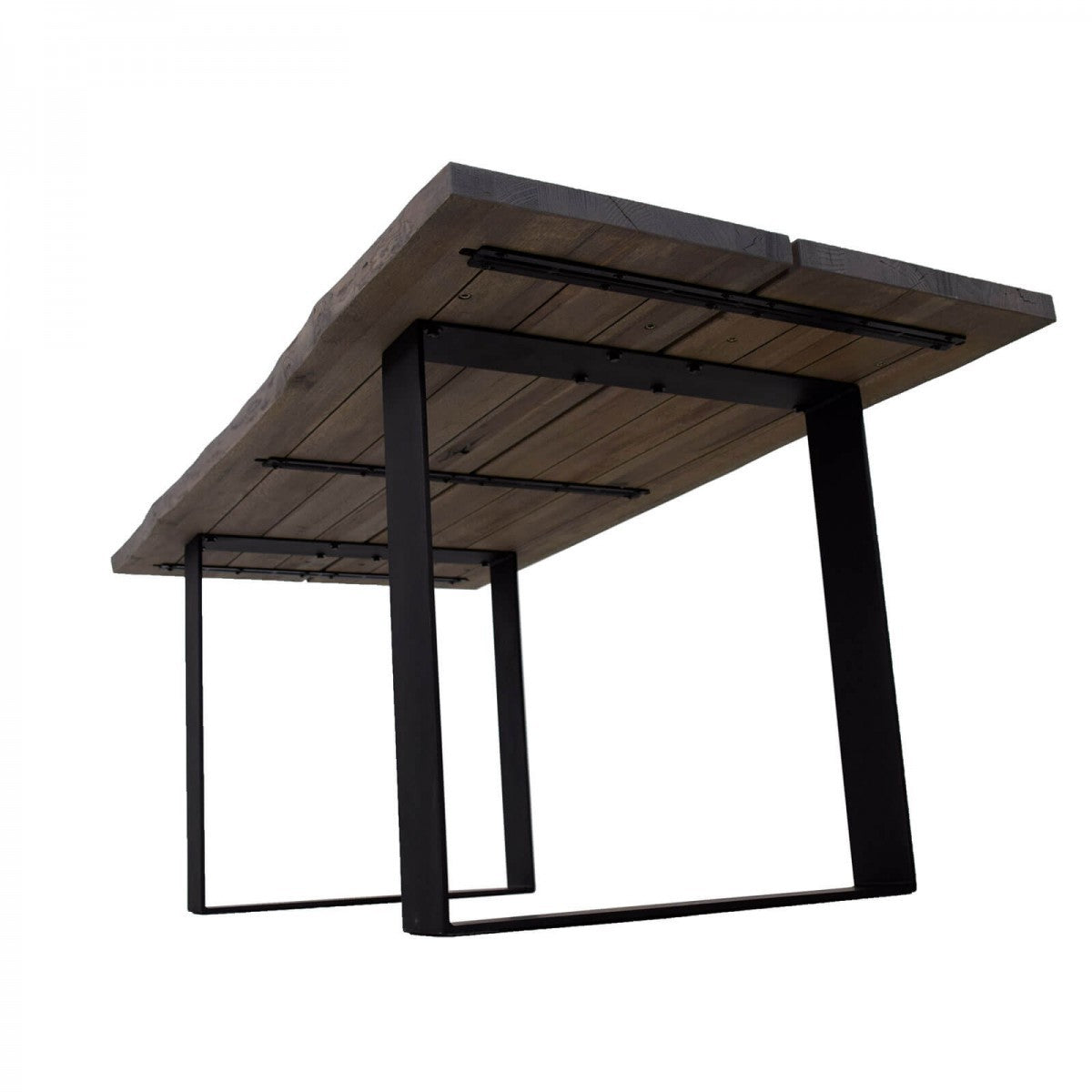 
                  
                    Esstisch 180 x 90 cm Wildeiche massiv grau geölt / Metall Natural Shape
                  
                