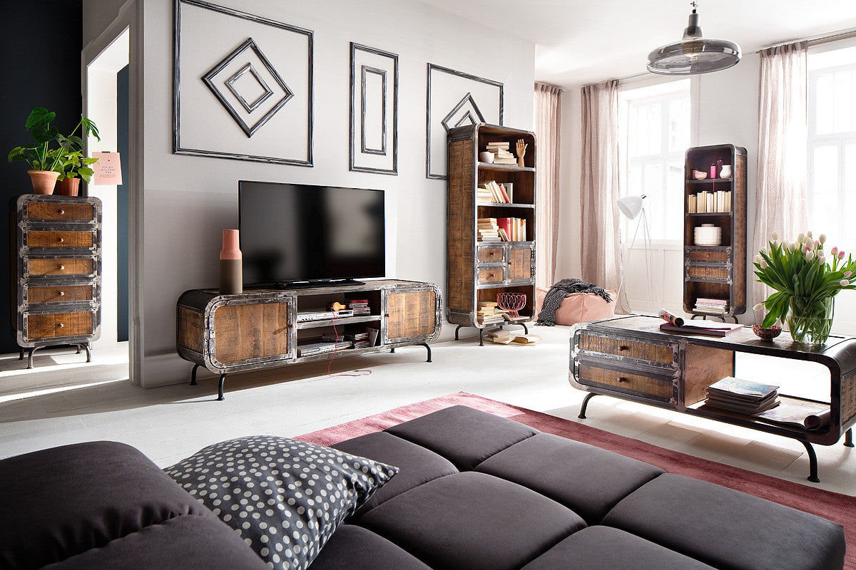 
                  
                    Esstisch 180 x 90 Mango massiv / Metall Loftdesign Antiklook Saigon
                  
                