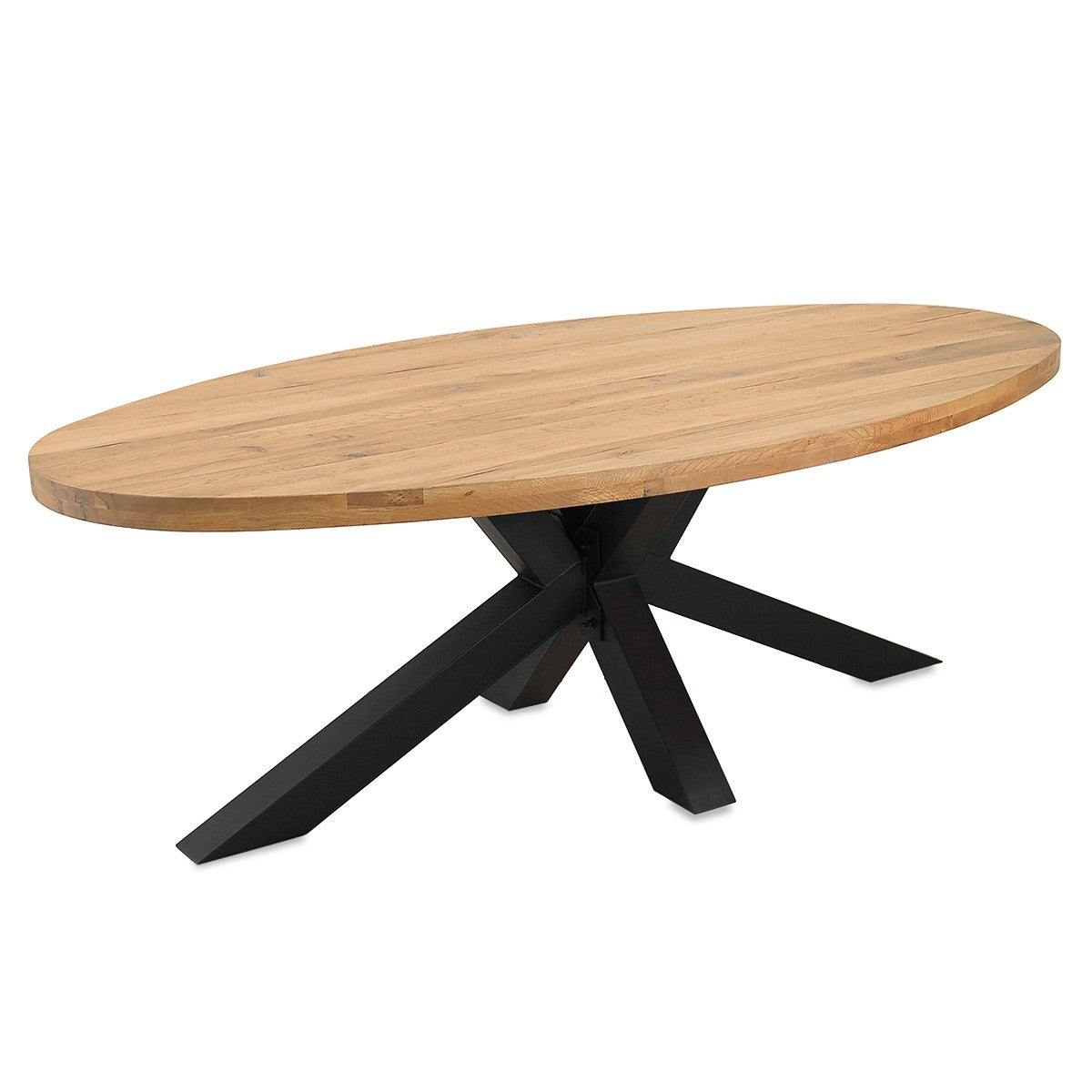 
                  
                    Esstisch oval 200 x 100 cm Eiche massiv / Metall - Star
                  
                