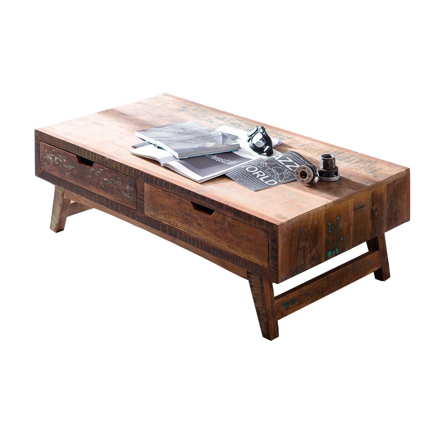 
                  
                    Couchtisch 135 x 70 cm Recycle Massivholz Used-Look Shabby Chic - Malmö
                  
                
