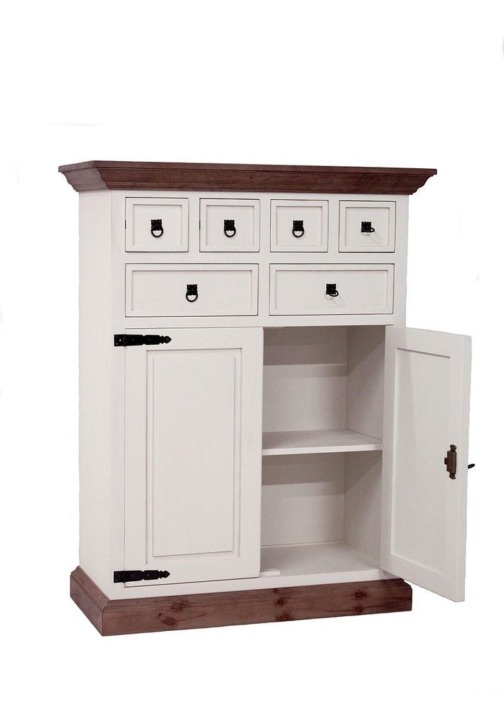 
                  
                    Highboard Pinie massiv Antikfinish/Weiß - Finca
                  
                