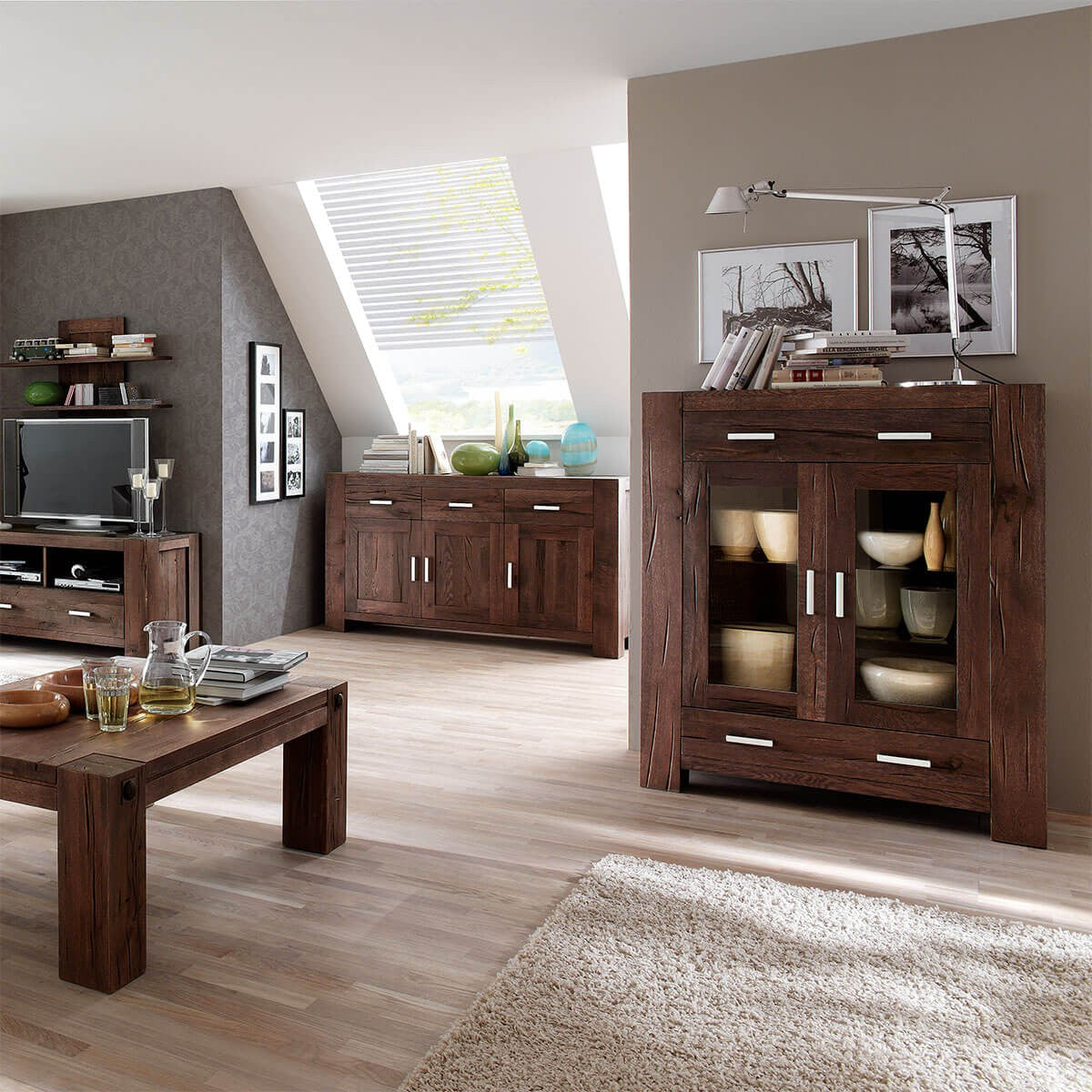 
                  
                    Multischrank Eiche massiv Räucheröl-Optik Braxton
                  
                