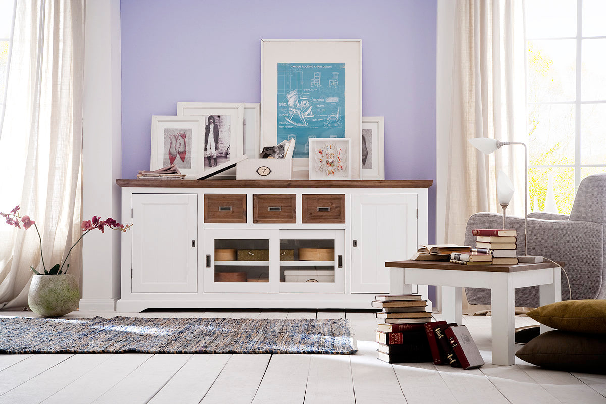 
                  
                    Sideboard Akazie massiv weiß / cappuccino Landhaus Fleur
                  
                