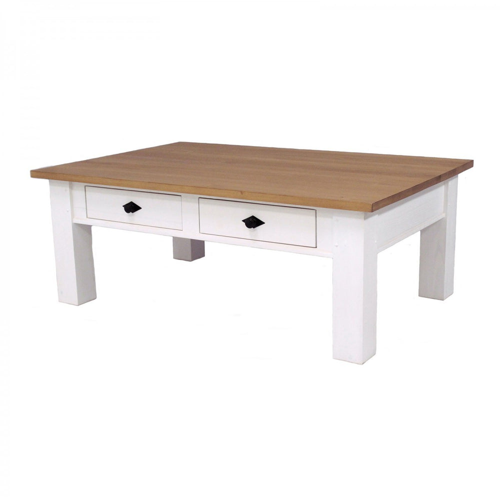 
                  
                    Couchtisch Pinie massiv Weiß/Natur 120 x 80 cm Landhausstil Jütland
                  
                